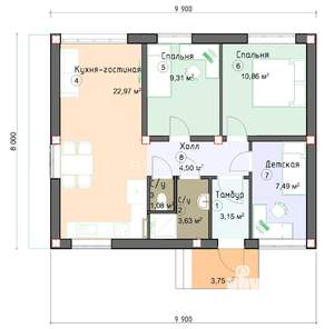 Дом 80м², 1-этажный, участок 6 сот.