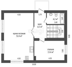 Дом 68м², 1-этажный, участок 8 сот.