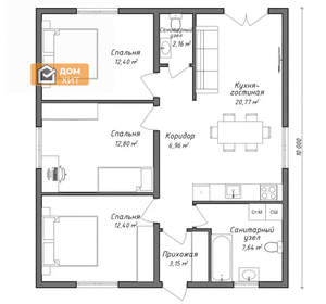 Дом 90м², 1-этажный, участок 4 сот.