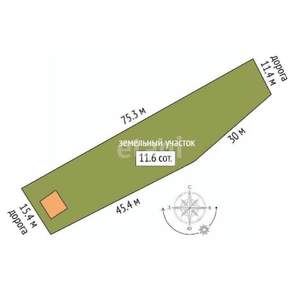 Дом 57м², 2-этажный, участок 11 сот.