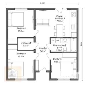 Дом 80м², 1-этажный, участок 4 сот.