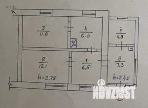 Дом 56м², 1-этажный, участок 4 сот.