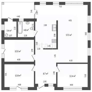 Дом 132м², 1-этажный, участок 4 сот.