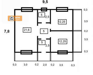 Дом 80м², 1-этажный, участок 4 сот.