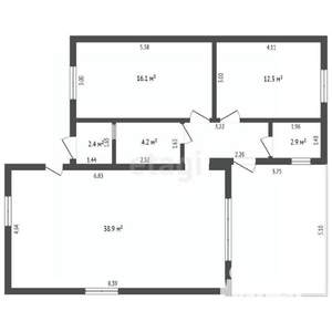 Дом 105м², 1-этажный, участок 8 сот.