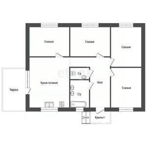 Дом 104м², 1-этажный, участок 4 сот.