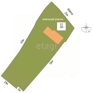 Дом 64м², 1-этажный, участок 13 сот.