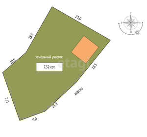 Дом 73м², 1-этажный, участок 7 сот.