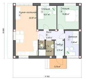 Дом 80м², 1-этажный, участок 6 сот.