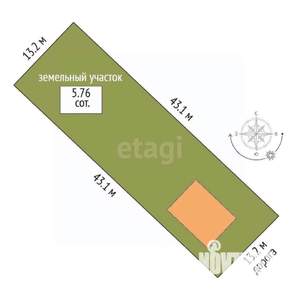 Дом 43м², 1-этажный, участок 6 сот.