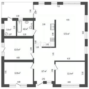 Дом 132м², 1-этажный, участок 4 сот.