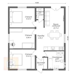 Дом 90м², 1-этажный, участок 4 сот.