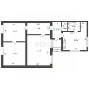 Дом 61м², 1-этажный, участок 4 сот.