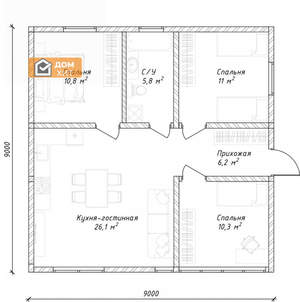 Дом 81м², 1-этажный, участок 4 сот.