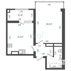 Дом 56м², 1-этажный, участок 8 сот.