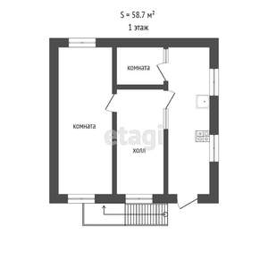 Дом 59м&sup2;, 2-этажный, участок 4 сот.  