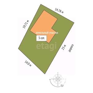 Дом 168м&sup2;, 3-этажный, участок 3 сот.  