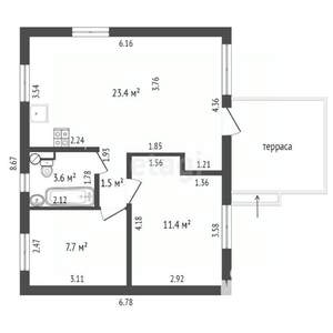 Дом 50м², 1-этажный, участок 4 сот.  