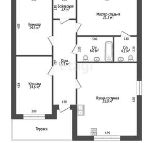 Дом 120м², 1-этажный, участок 4 сот.  