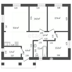 Дача 115м², 1-этажный, участок 7 сот.  