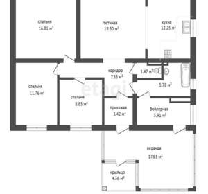 Дом 125м², 1-этажный, участок 9 сот.  
