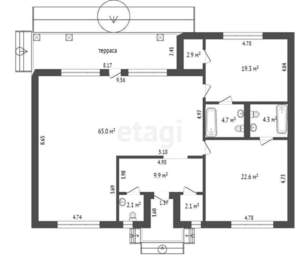 Дом 157м², 1-этажный, участок 9 сот.  