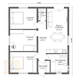 Дом 90м², 1-этажный, участок 4 сот.  