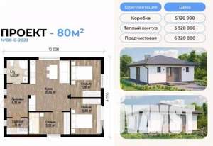 Дом 80м², 2-этажный, участок 5 сот.  