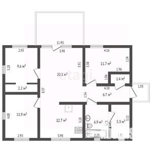 Дом 97м², 1-этажный, участок 8 сот.  