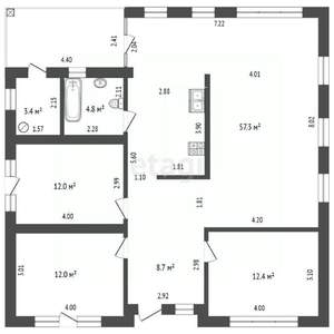 Дом 132м², 1-этажный, участок 4 сот.  