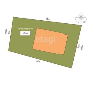 Дом 121м², 1-этажный, участок 6 сот.  