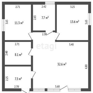 Дом 90м², 1-этажный, участок 5 сот.  
