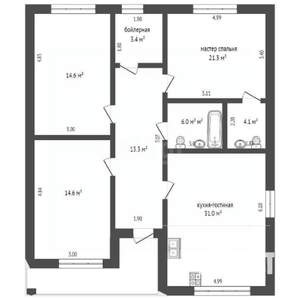 Дом 120м², 1-этажный, участок 4 сот.  