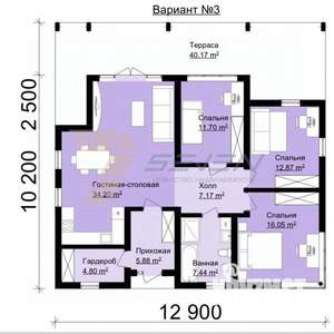 Дом 130м², 1-этажный, участок 4 сот.  