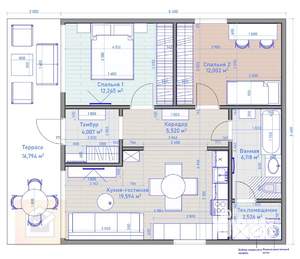 Дом 87м², 1-этажный, участок 6 сот.  