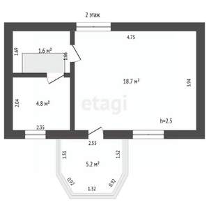Дом 60м², 2-этажный, участок 8 сот.  