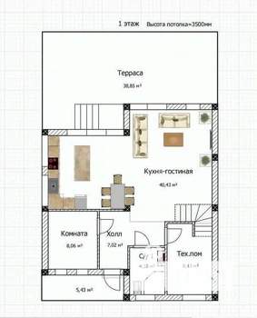 Дом 195м², 2-этажный, участок 4 сот.  