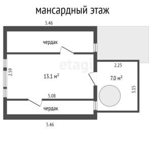 Дача 55м², 2-этажный, участок 5 сот.  
