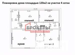 Дом 120м&sup2;, 1-этажный, участок 4 сот.  
