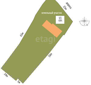 Дом 64м², 1-этажный, участок 13 сот.  