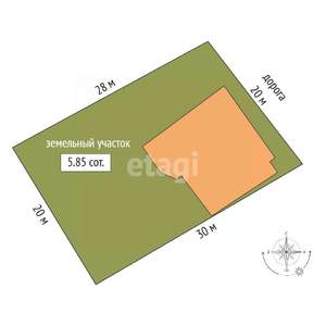 Дом 208м², 2-этажный, участок 6 сот.  