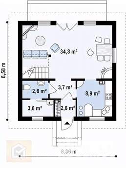 Дом 108м², 2-этажный, участок 4 сот.  