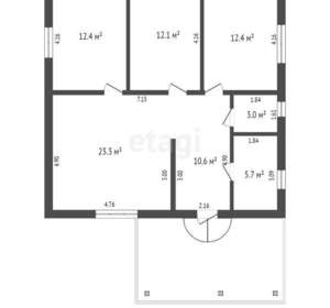 Дом 118м², 1-этажный, участок 4 сот.  
