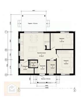 Дом 77м², 1-этажный, участок 5 сот.  