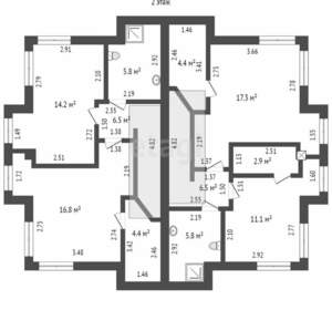 Дом 214м², 2-этажный, участок 6 сот.  