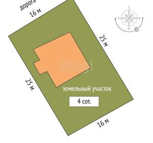 Дом 54м², 1-этажный, участок 4 сот.  