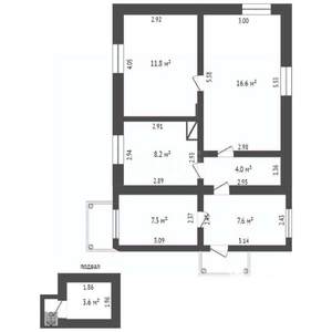 Дом 60м², 1-этажный, участок 9 сот.  