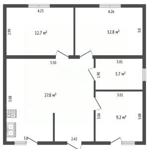 Дом 75м², 1-этажный, участок 4 сот.  