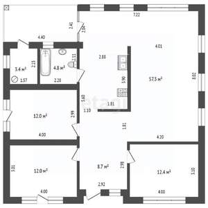 Дом 132м², 1-этажный, участок 4 сот.  