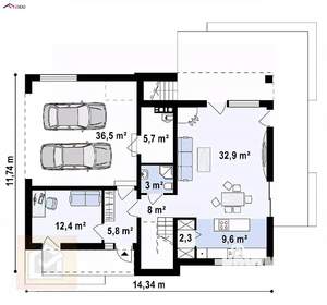 Дом 181м², 2-этажный, участок 0 сот.  